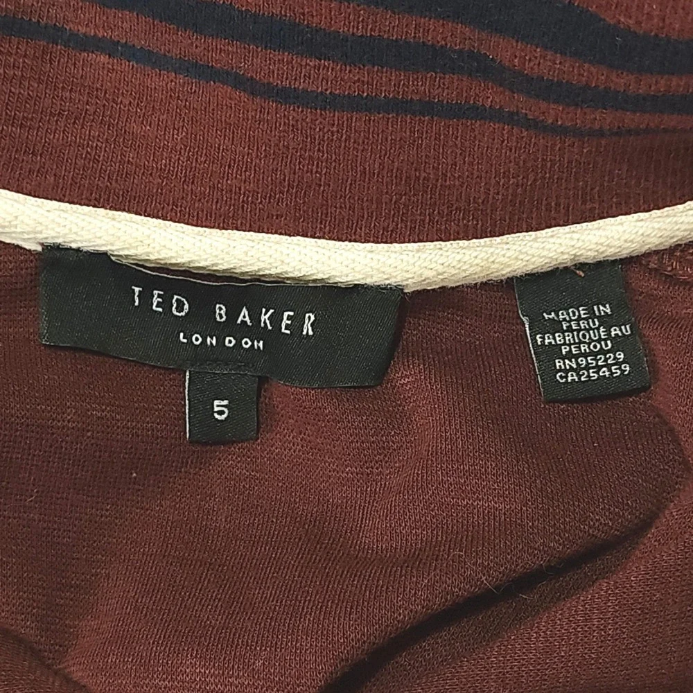 Ted Baker London Berks Burgundy Textured Quarter Zip Pullover Size 5 XL